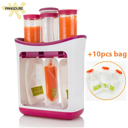 PANGDUBE Baby Complementary Food Squeeze Station with 10pcs Squeeze Bags